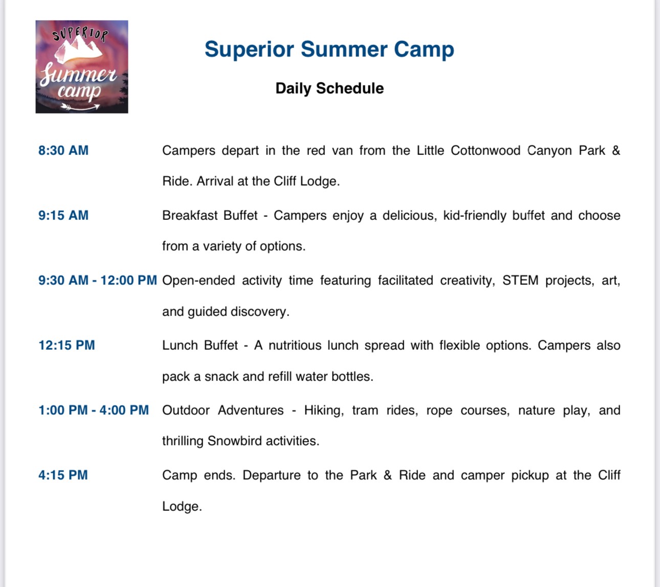 [Superior Daily Schedule]